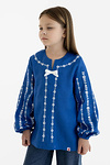 Embroidered blouse for a girl made of blue linen "Yarynka"